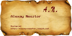 Alexay Nesztor névjegykártya